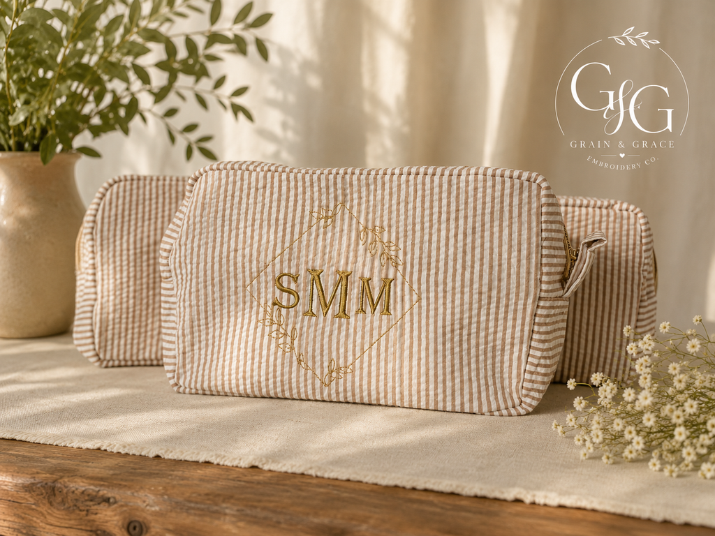 Monogram Seersucker Cosmetic Bag