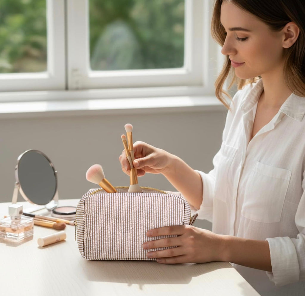 Monogram Seersucker Cosmetic Bag