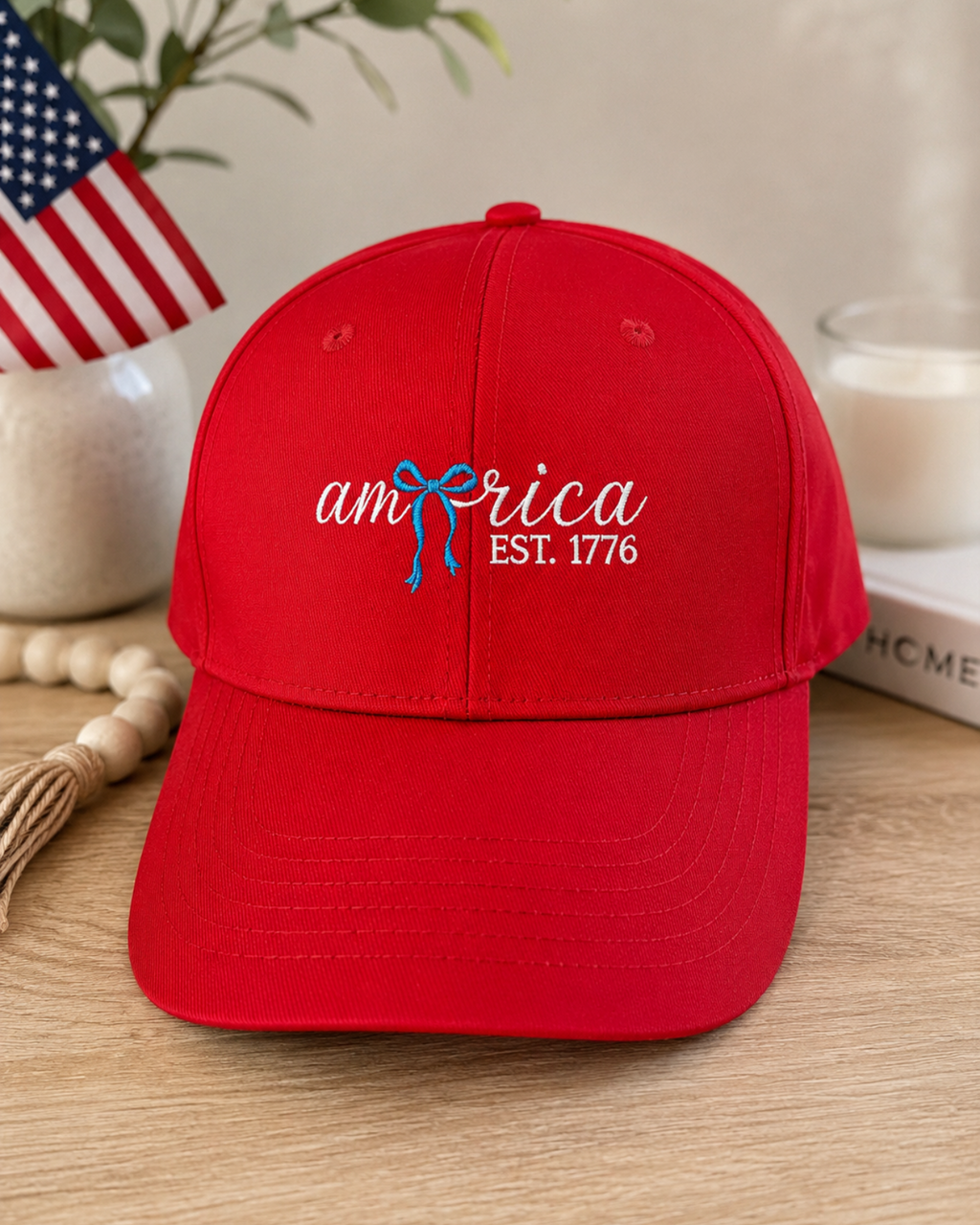 America Embroidered Bow Hat