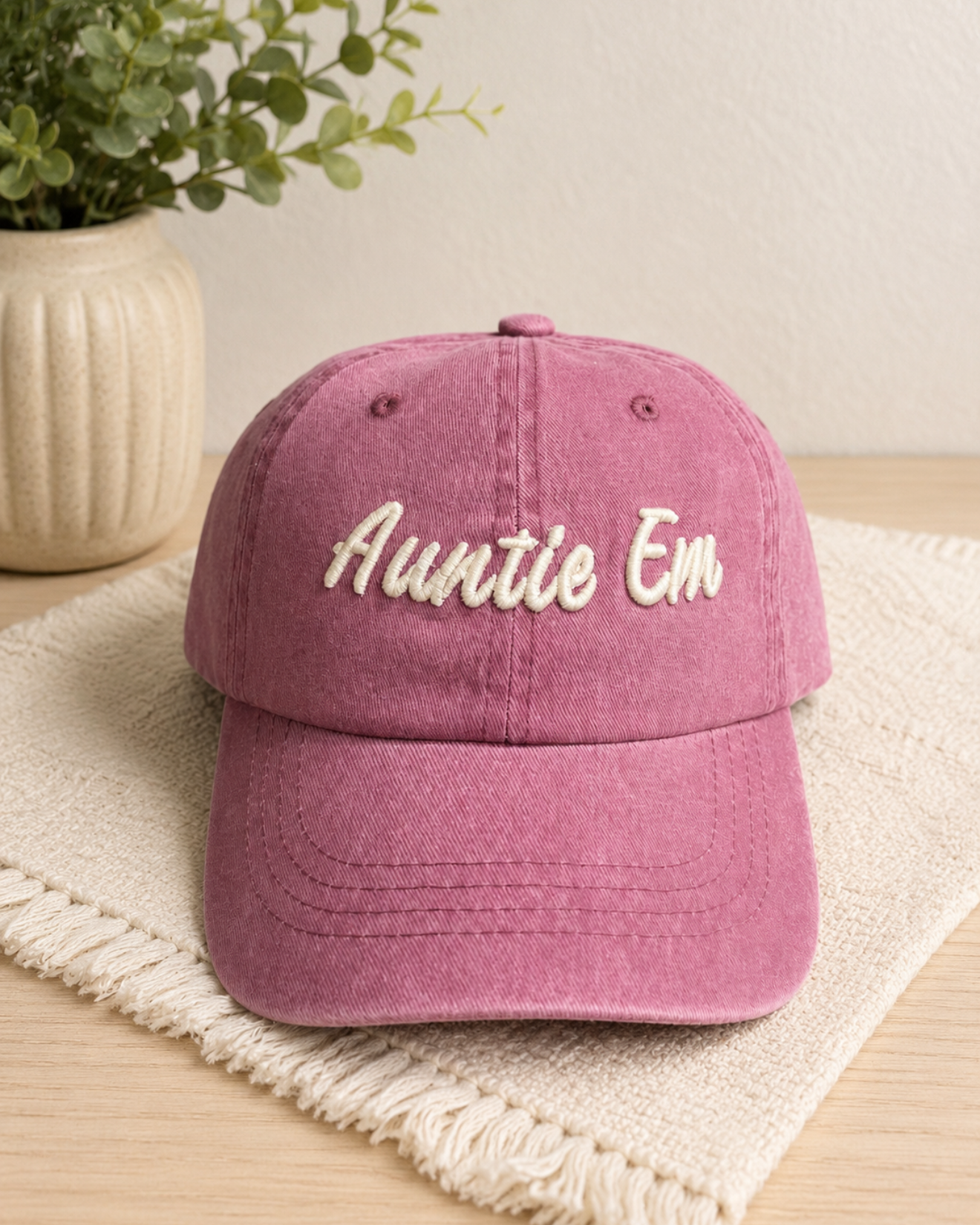 Distressed Puffy Embroidered Cap